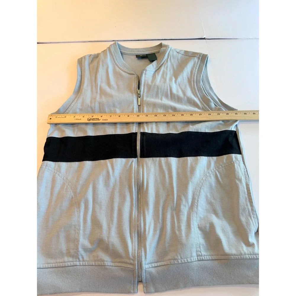 Hunt Club Womens Vintage 2 Piece Vest and Pants Set Blue Black Stripe Large
